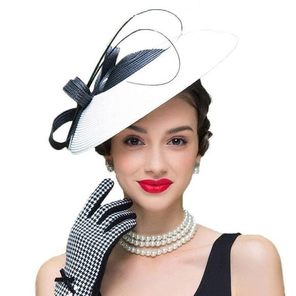3263 Elegant Fascinator Hat For Women Red Wide Brim Church Hat Special